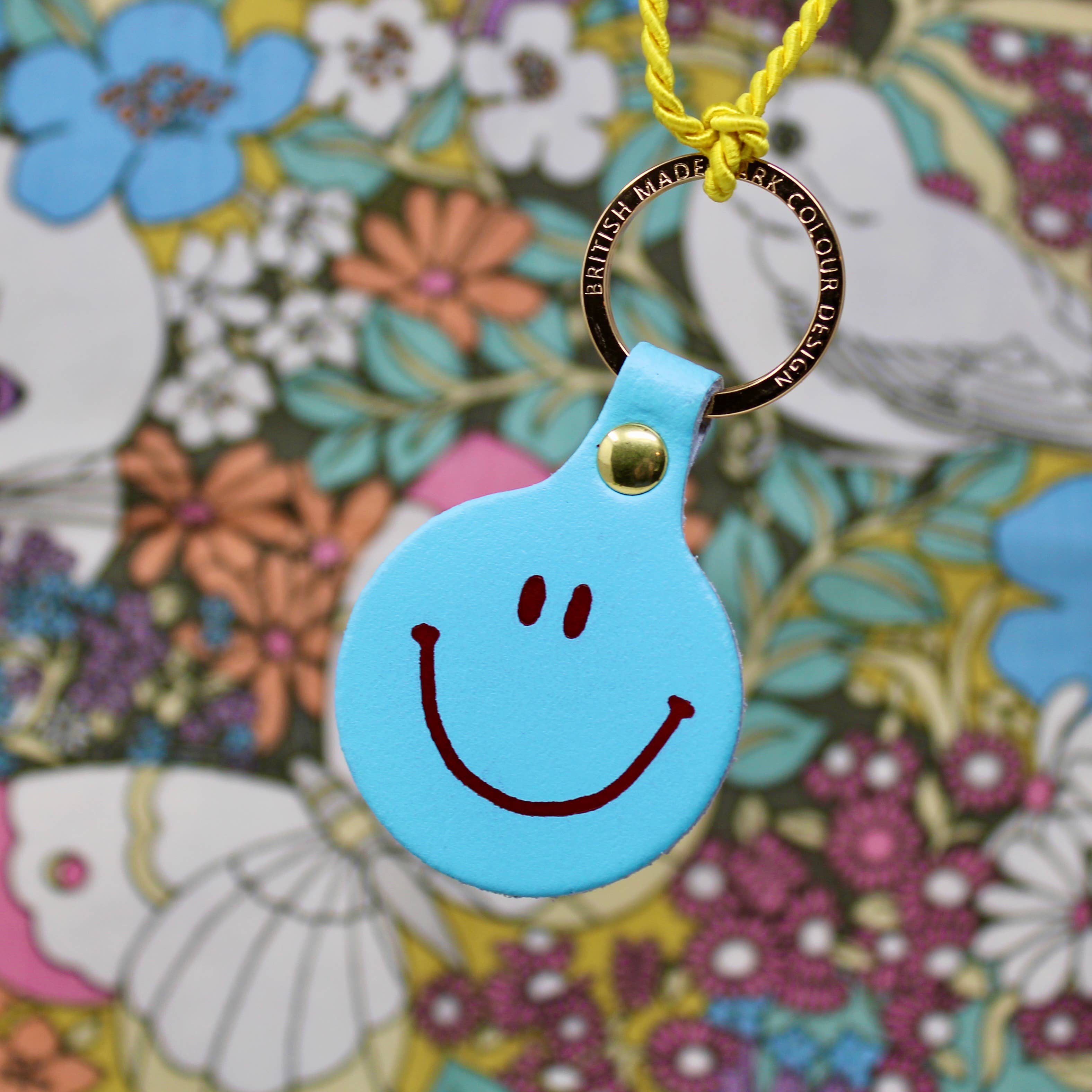 Feeling Lush Smilie Face Key Fob - Cornflower