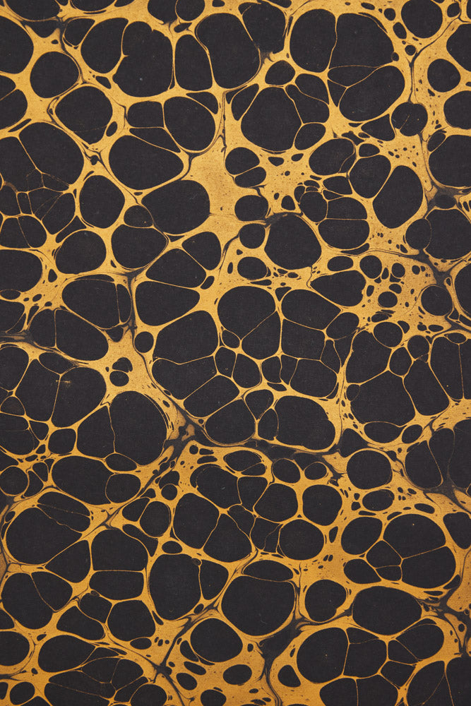 Black & Gold Bubbles Handmade Marbled Paper