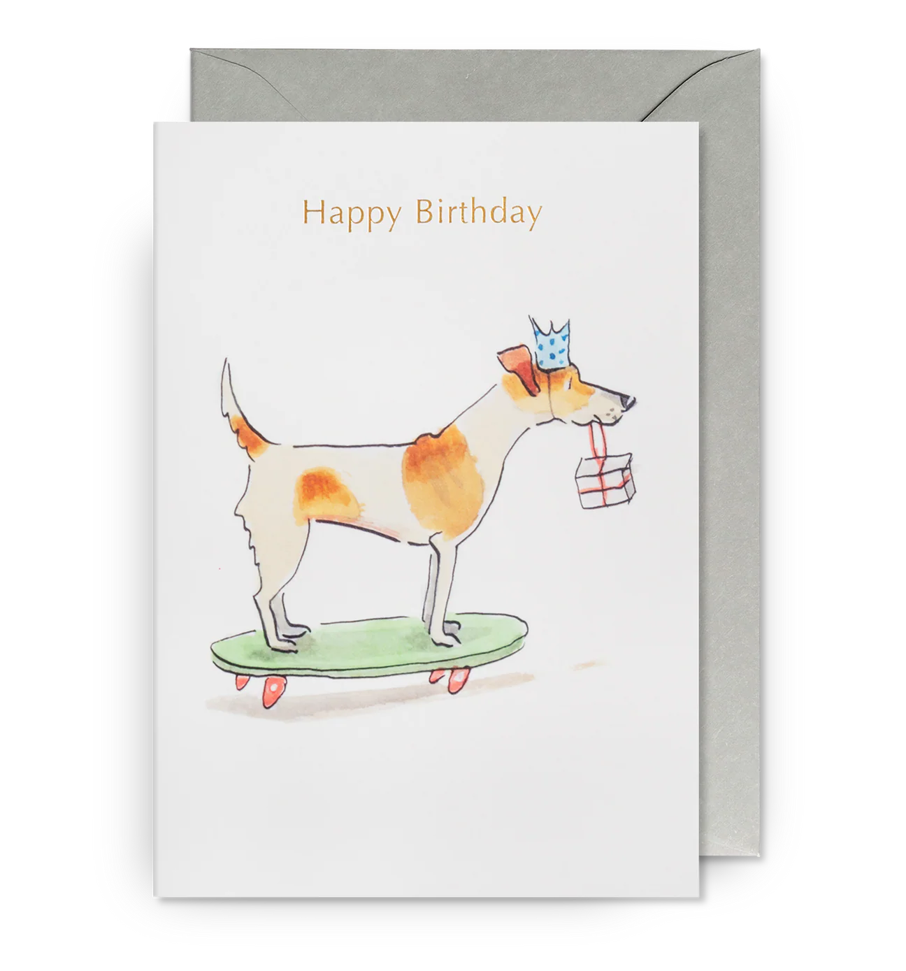 Happy Birthday Illustrated Skater Dog Greeting Card