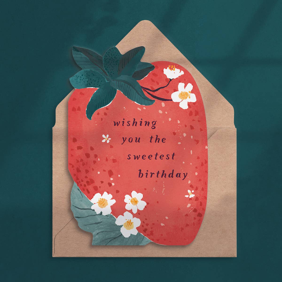 Sweet Strawberry Die-Cut Birthday Card