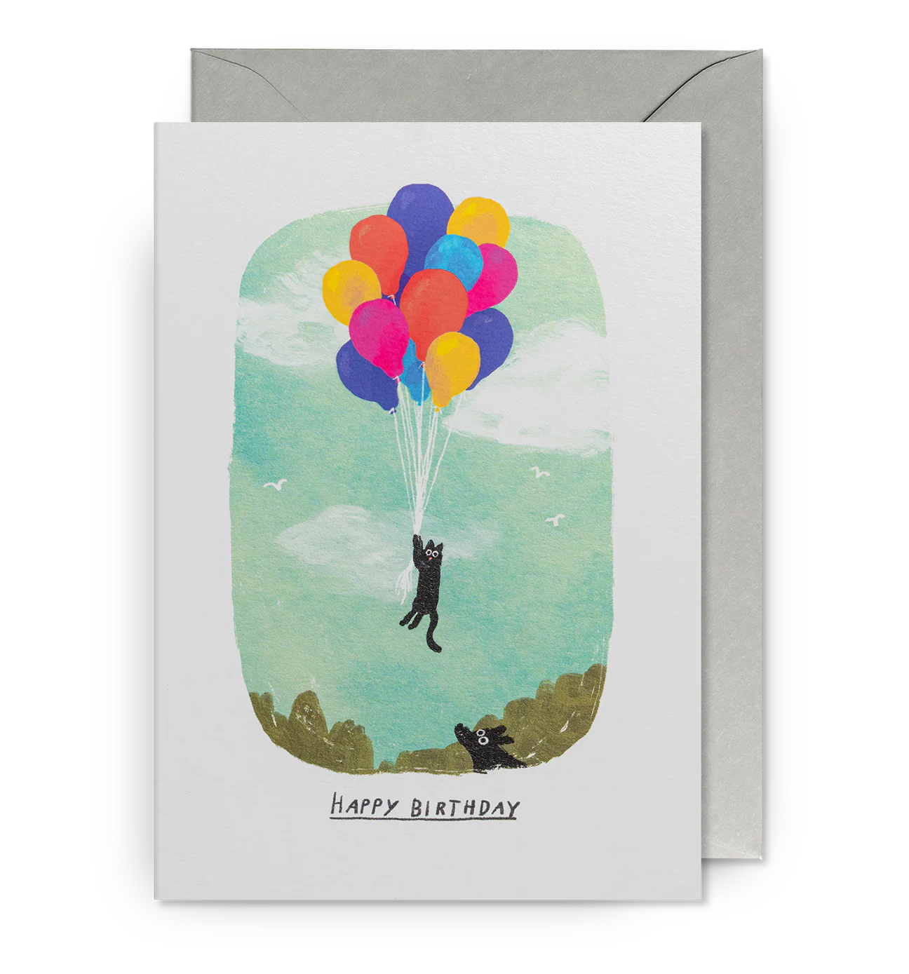 Cat In The Clouds Happy Birthday Card