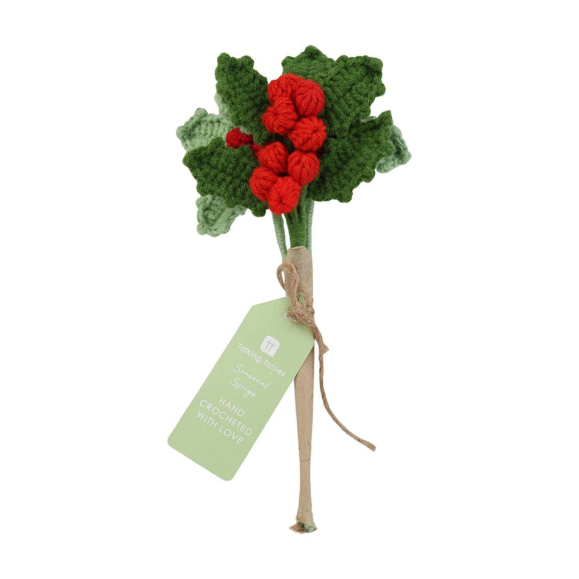 Christmas Holly - 3 Crochet Sprigs