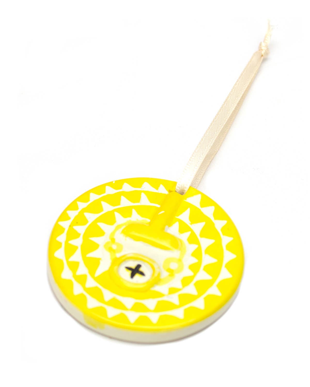 Yellow Sunmask Soapstone Christmas Tree Decoration