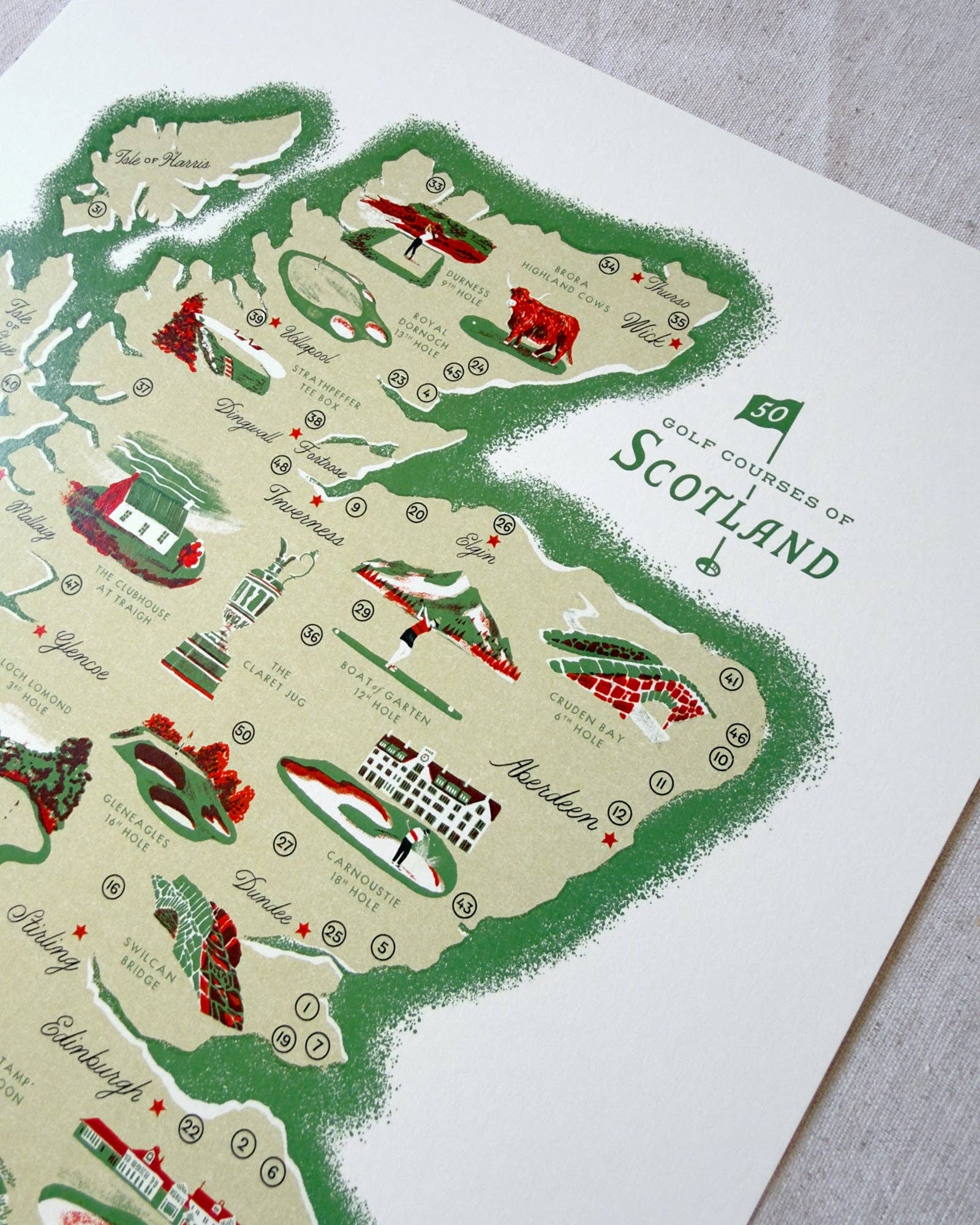 Golf Courses of Scotland A3 Map Checklist