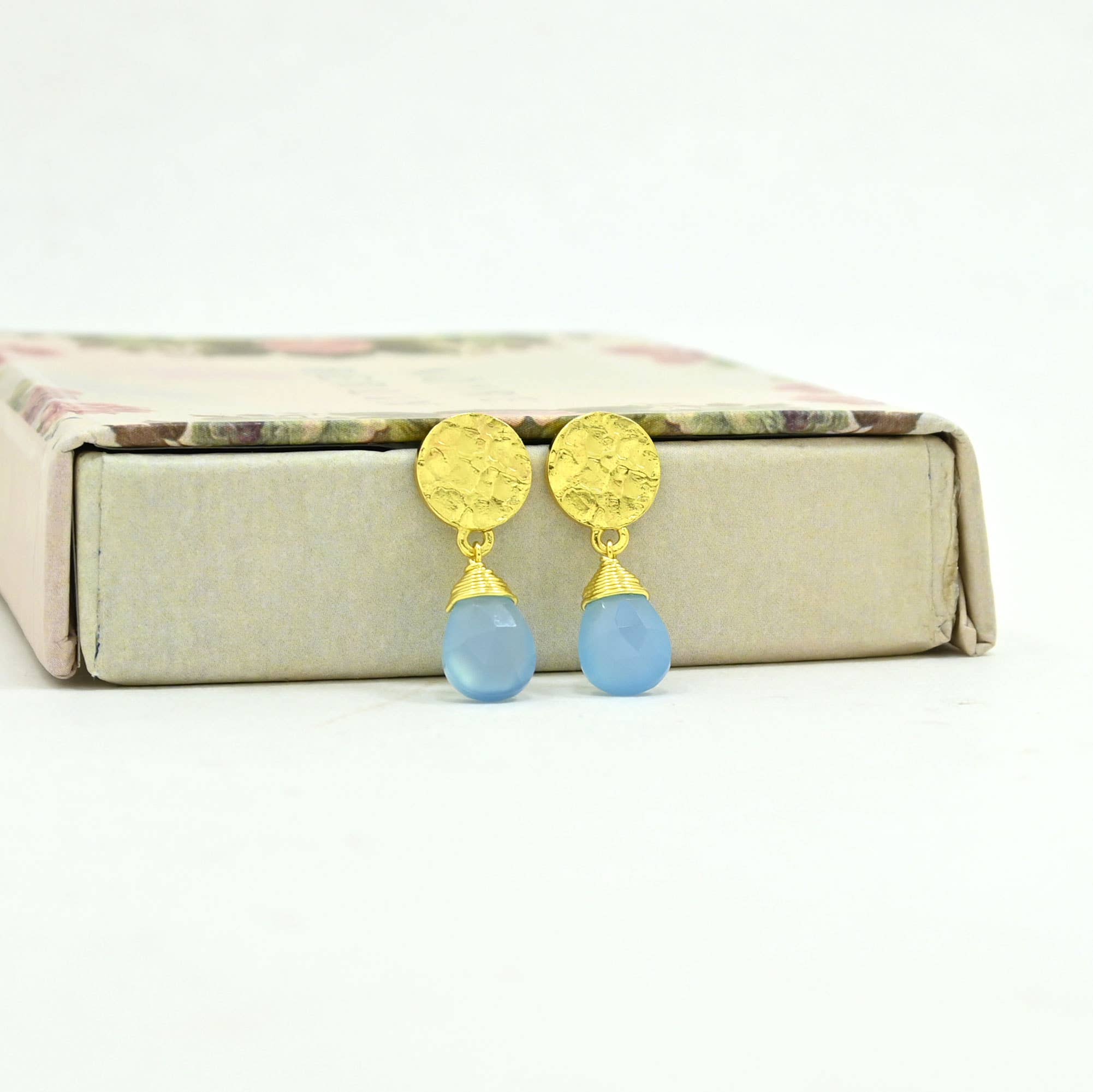 Abigail Earring Gold Plated - Blue Chalcedony