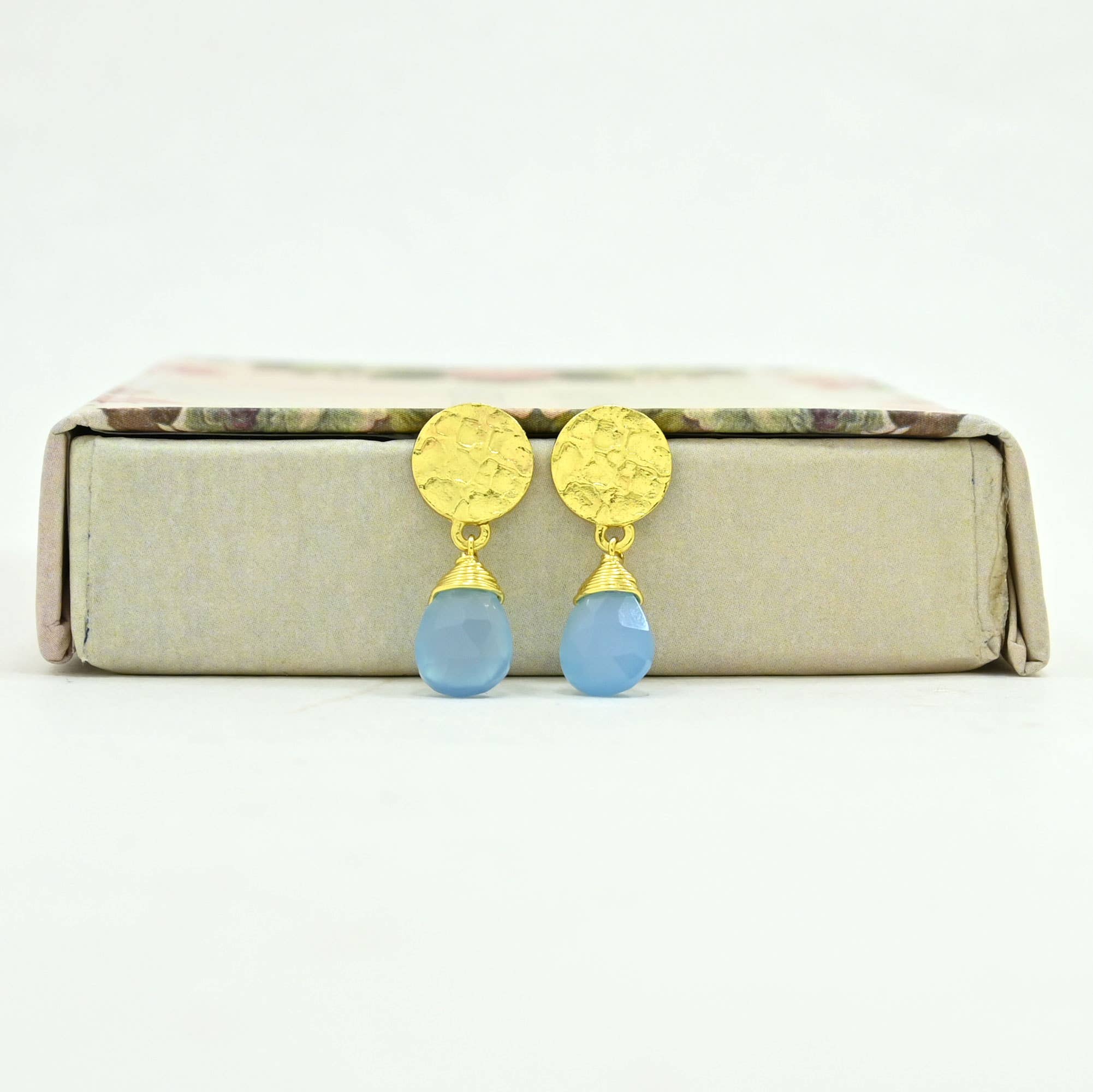 Abigail Earring Gold Plated - Blue Chalcedony