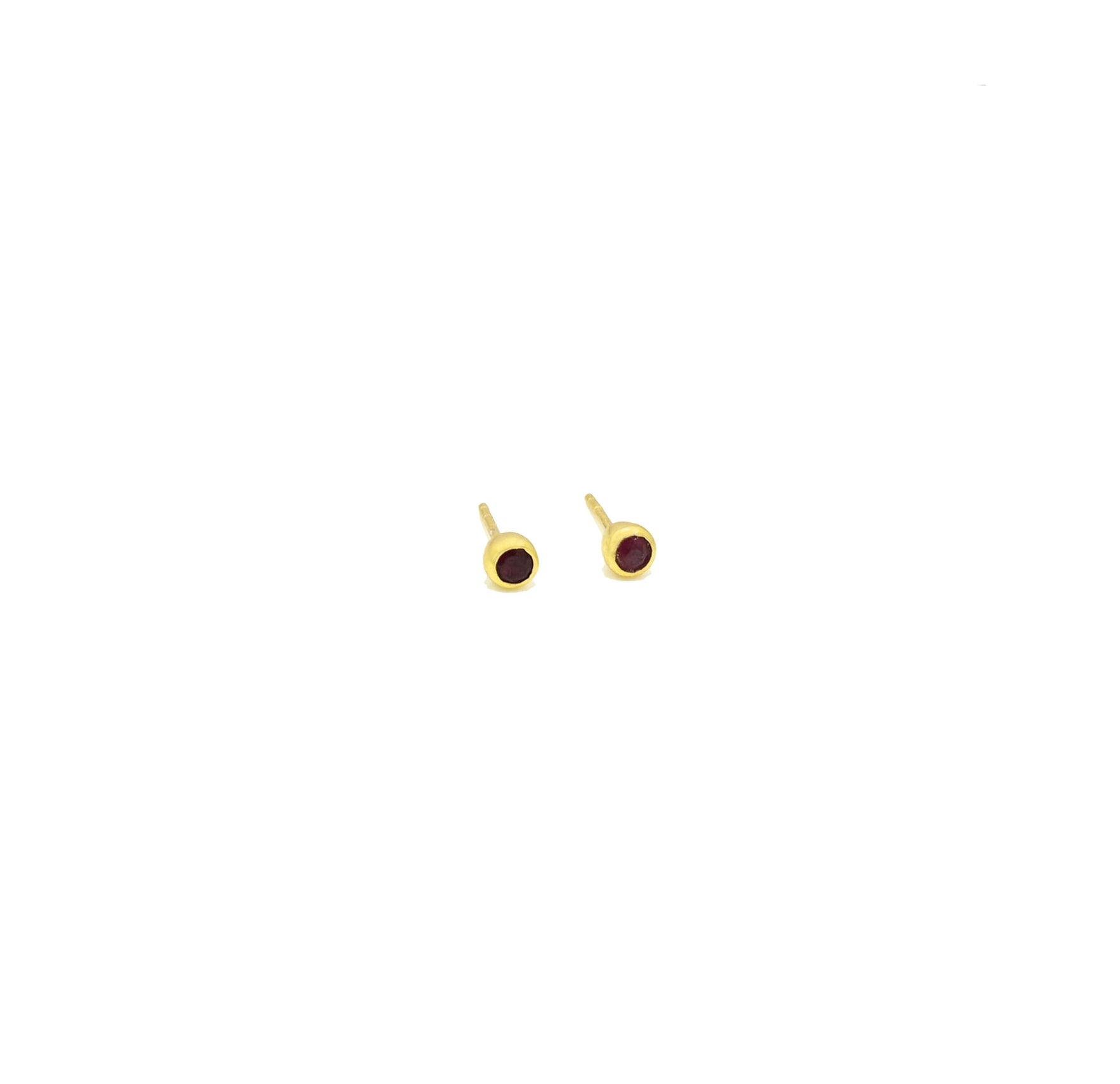 Mini Ruby Gold Plated Stud Earrings