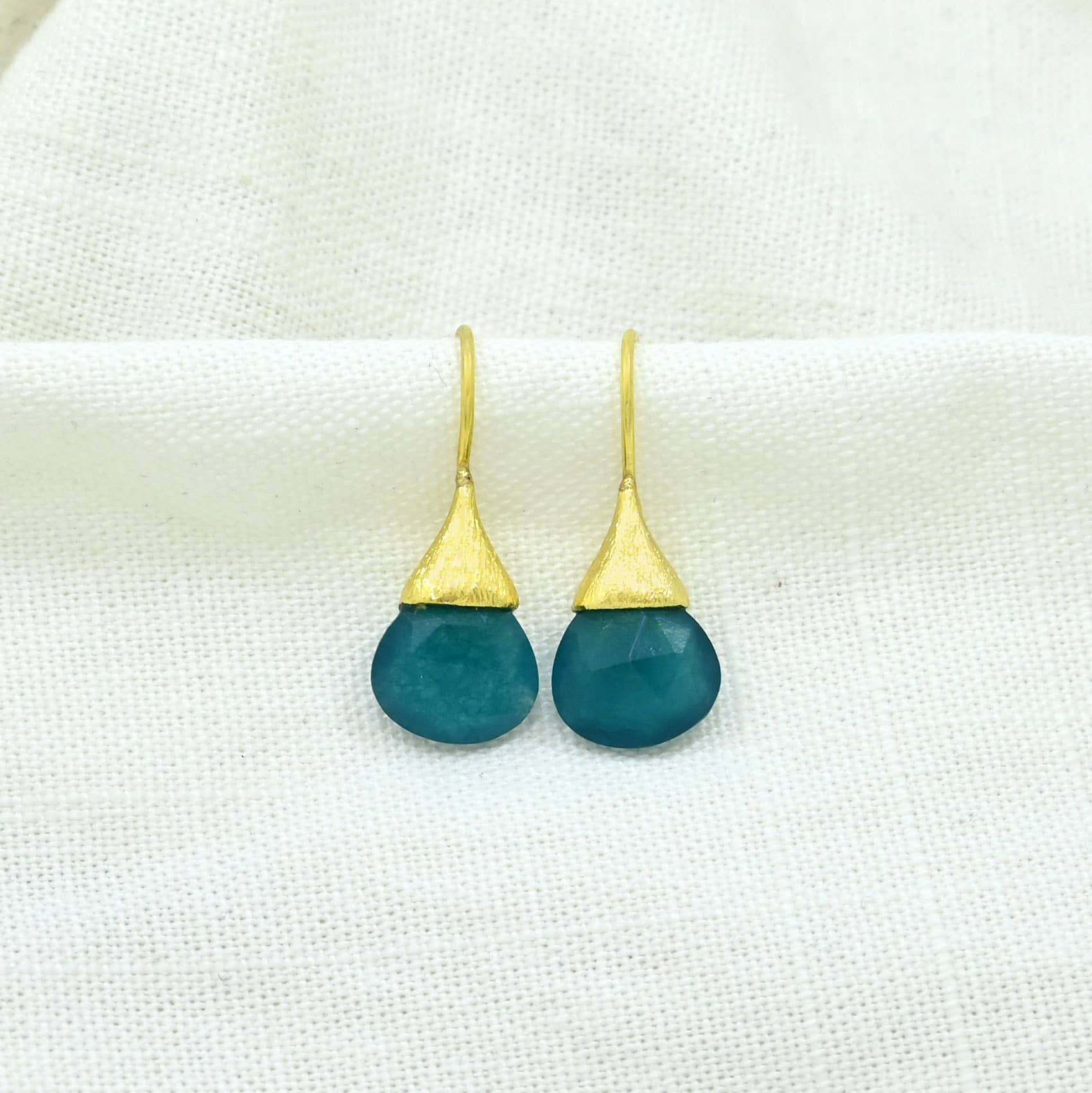 Boho Droplet Earrings - Neon Blue Jade