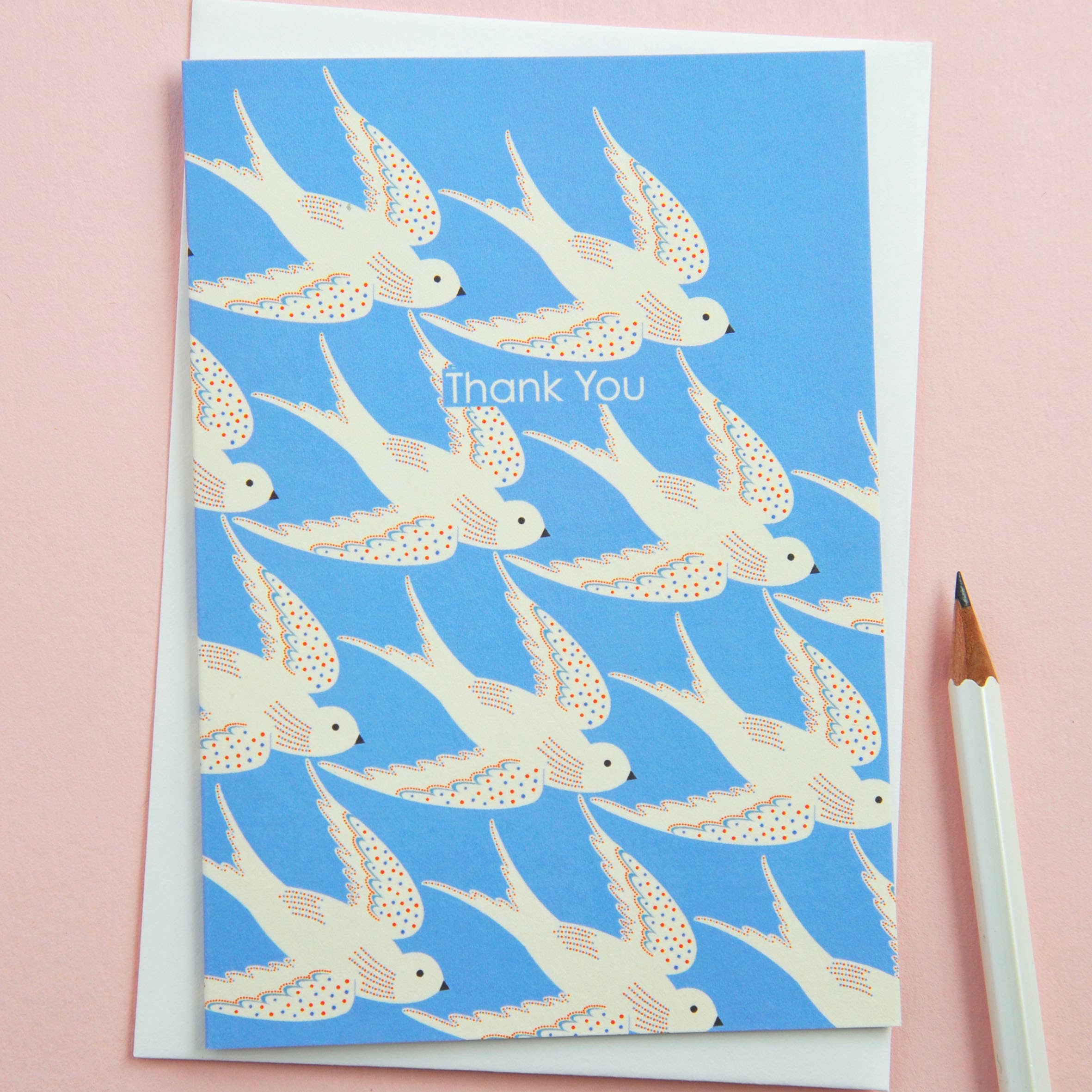 Birds in Blue Thank You Card