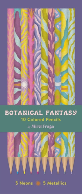Botanical Fantasy : 10 Coloured Pencils - 5 Neons & 5 Metallics