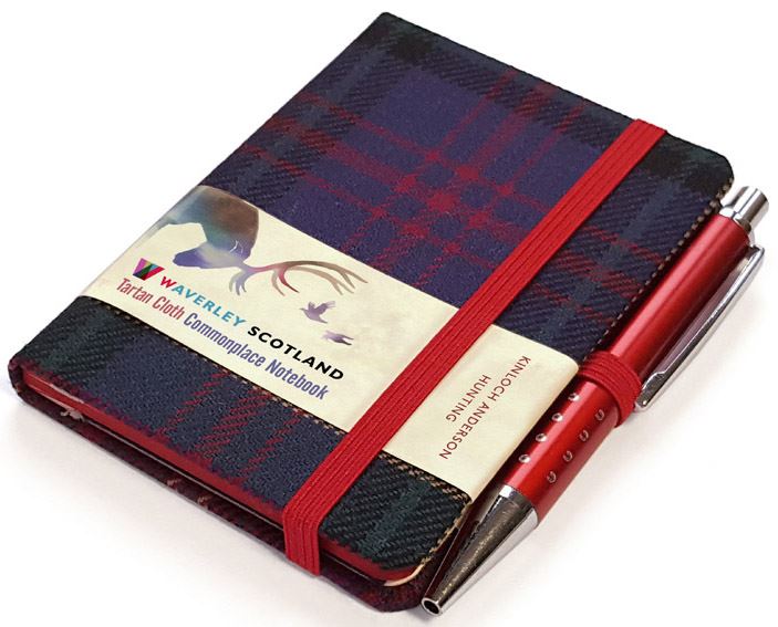 Hunting Tartan Cloth Notebook With Pen