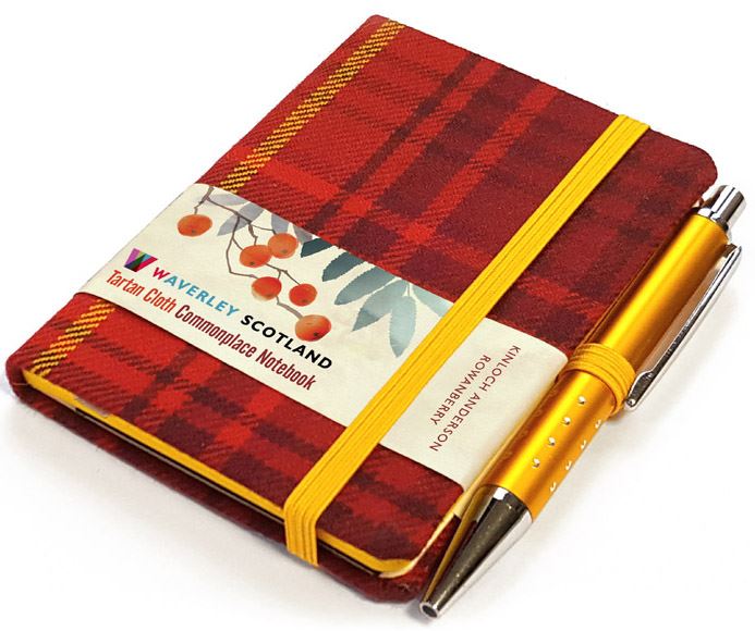 Rowanberry Tartan Cloth Notebook With Pen