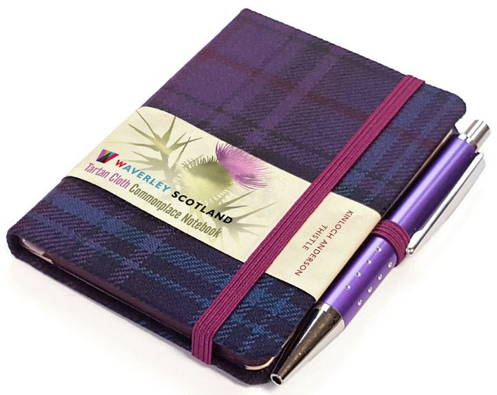 Thistle Tartan Cloth Notebook With Pen