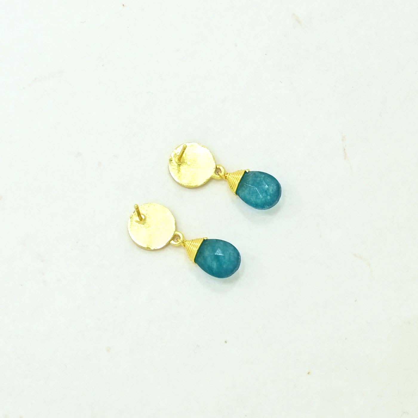Abigail Earring Gold Plated - Neon Blue Jade