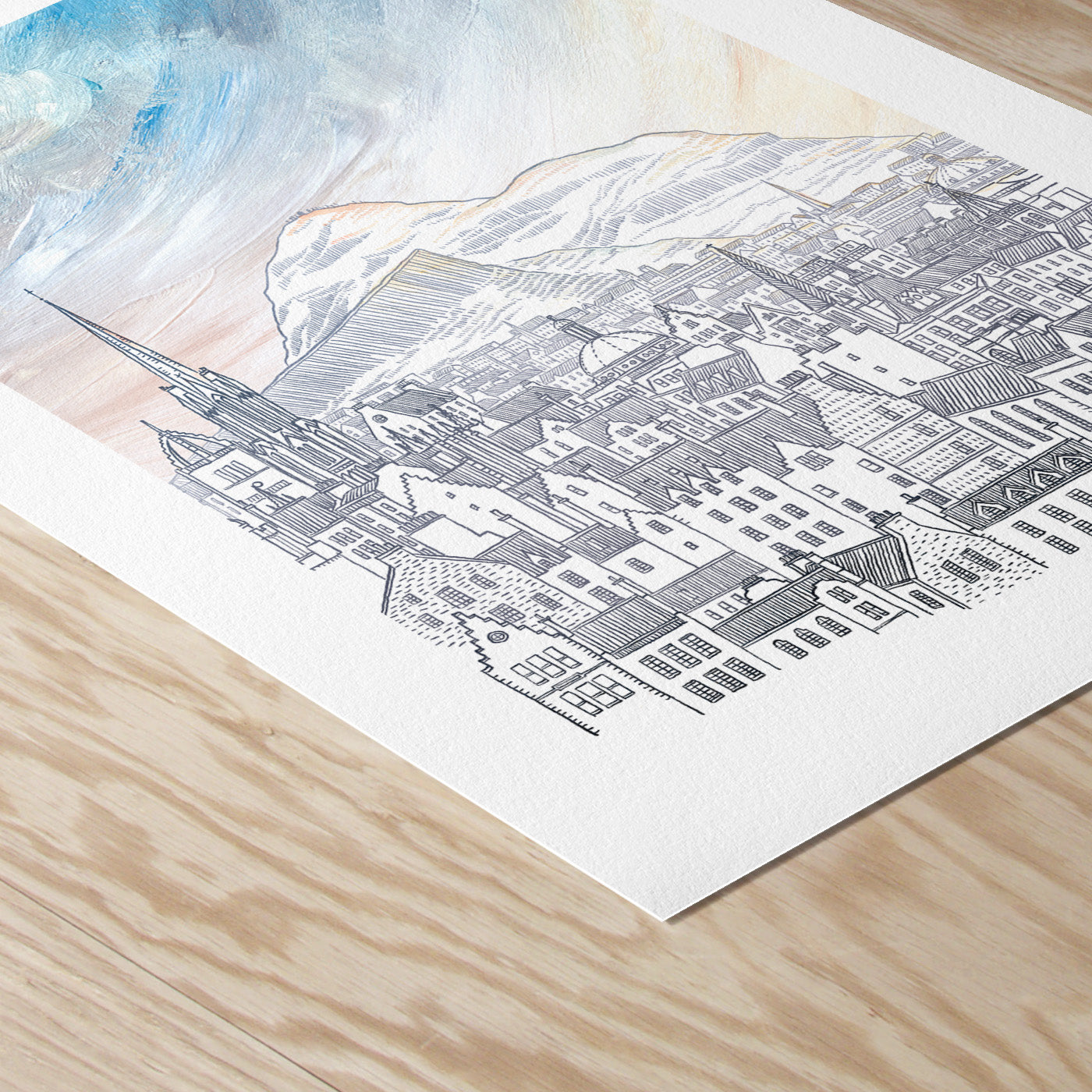 A4 Arthur's Seat (Blues) Art Print