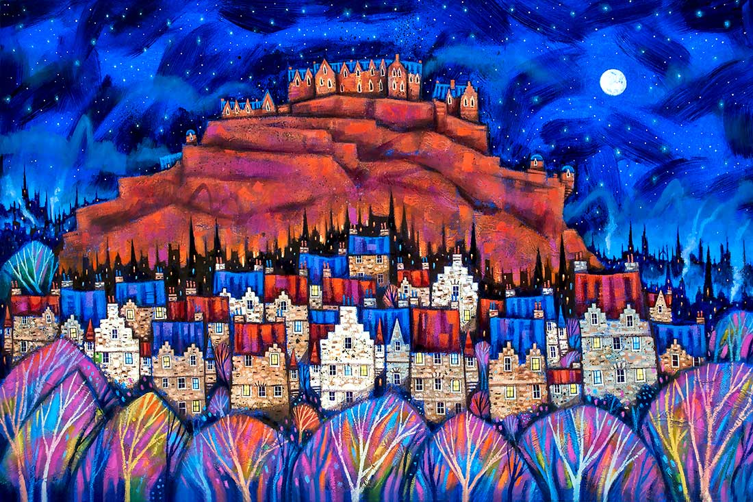 Medium Auld Edinburgh's Rooftops Art Print by Ritchie Collins