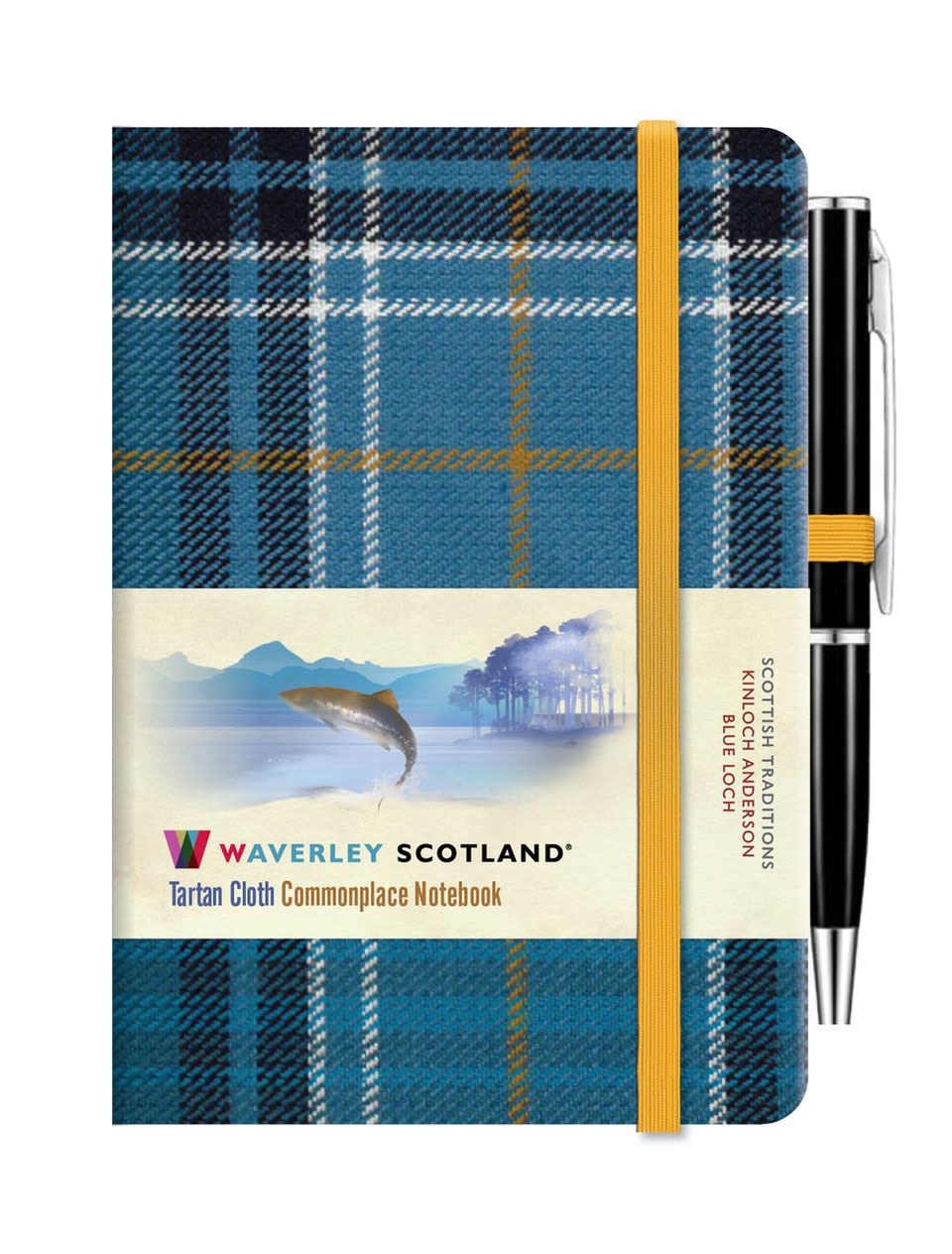 Blue Loch Tartan Cloth Notebook With Pen