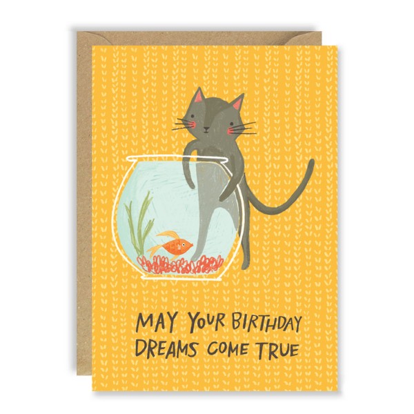 Cat Fishing May Your Birthday Dreams Come True Card
