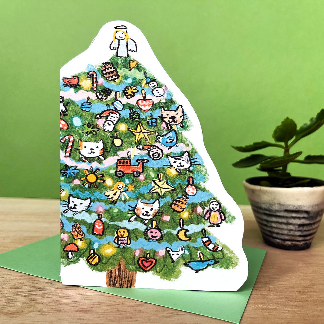 Christmas Tree Cat Christmas Card