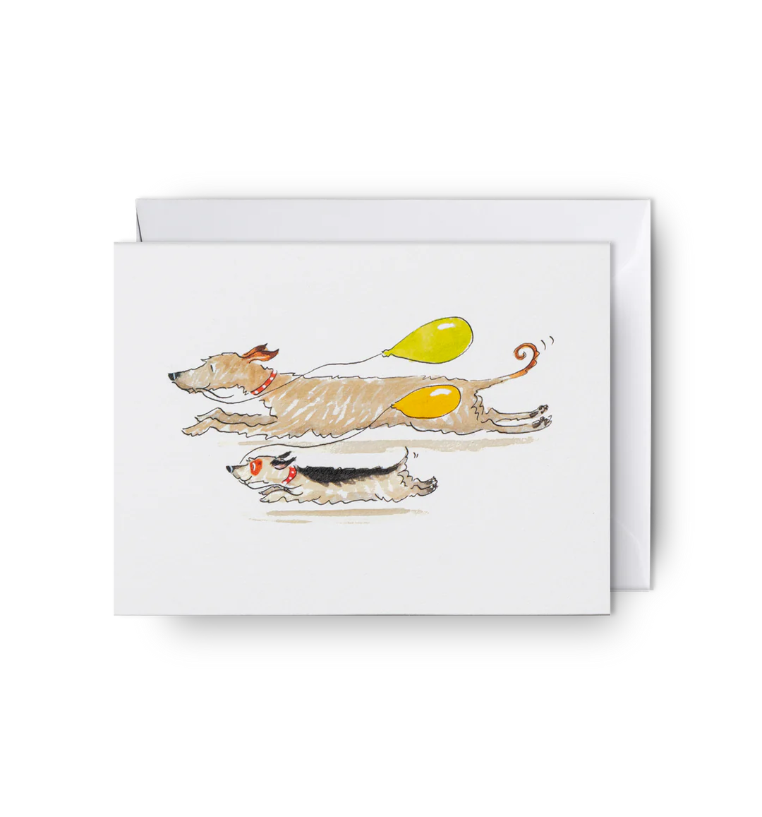 Dogs With Balloons Mini Birthday Card