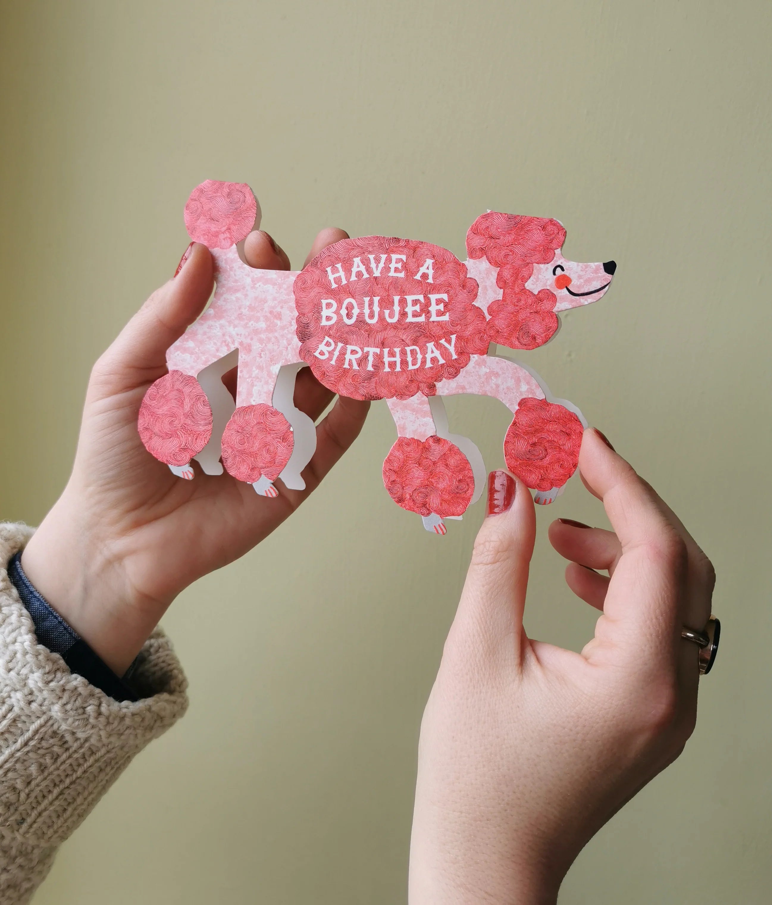 Boujee Birthday Poodle Stand-Up Card