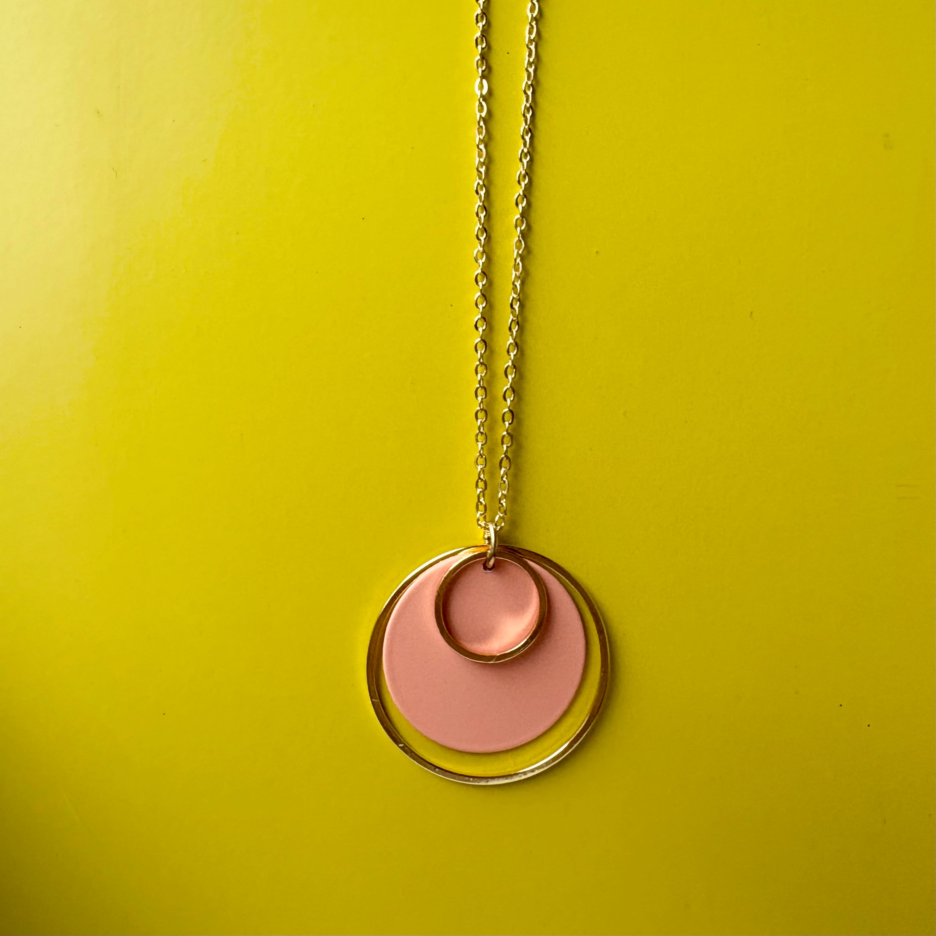 Peach Double Hoop Necklace