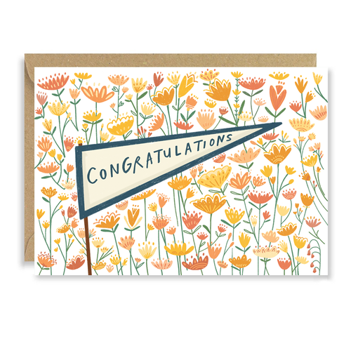 Congrats Flag Flowers Congratulations Card