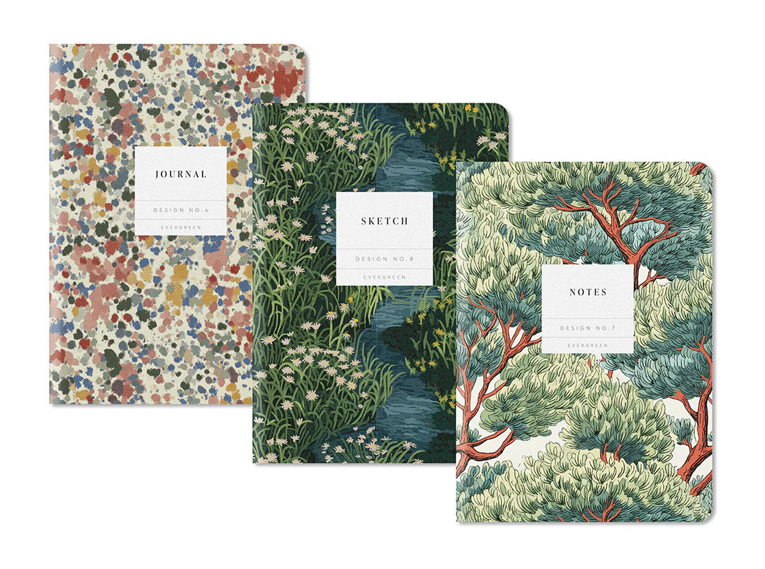 Evergreen Pack Of 3 Stitched Notebooks