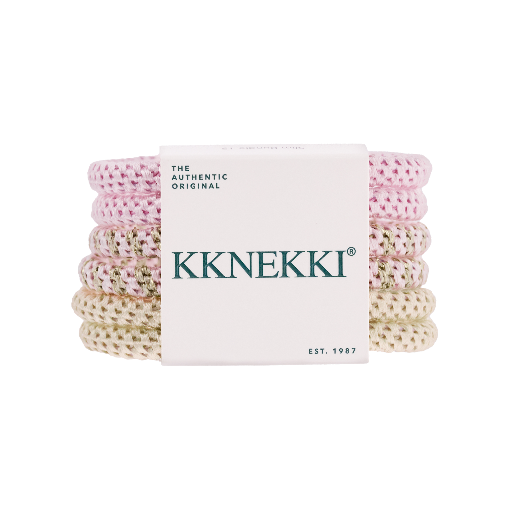 Set Of 6 Shades of Pink Slim Kknekki Hair Ties