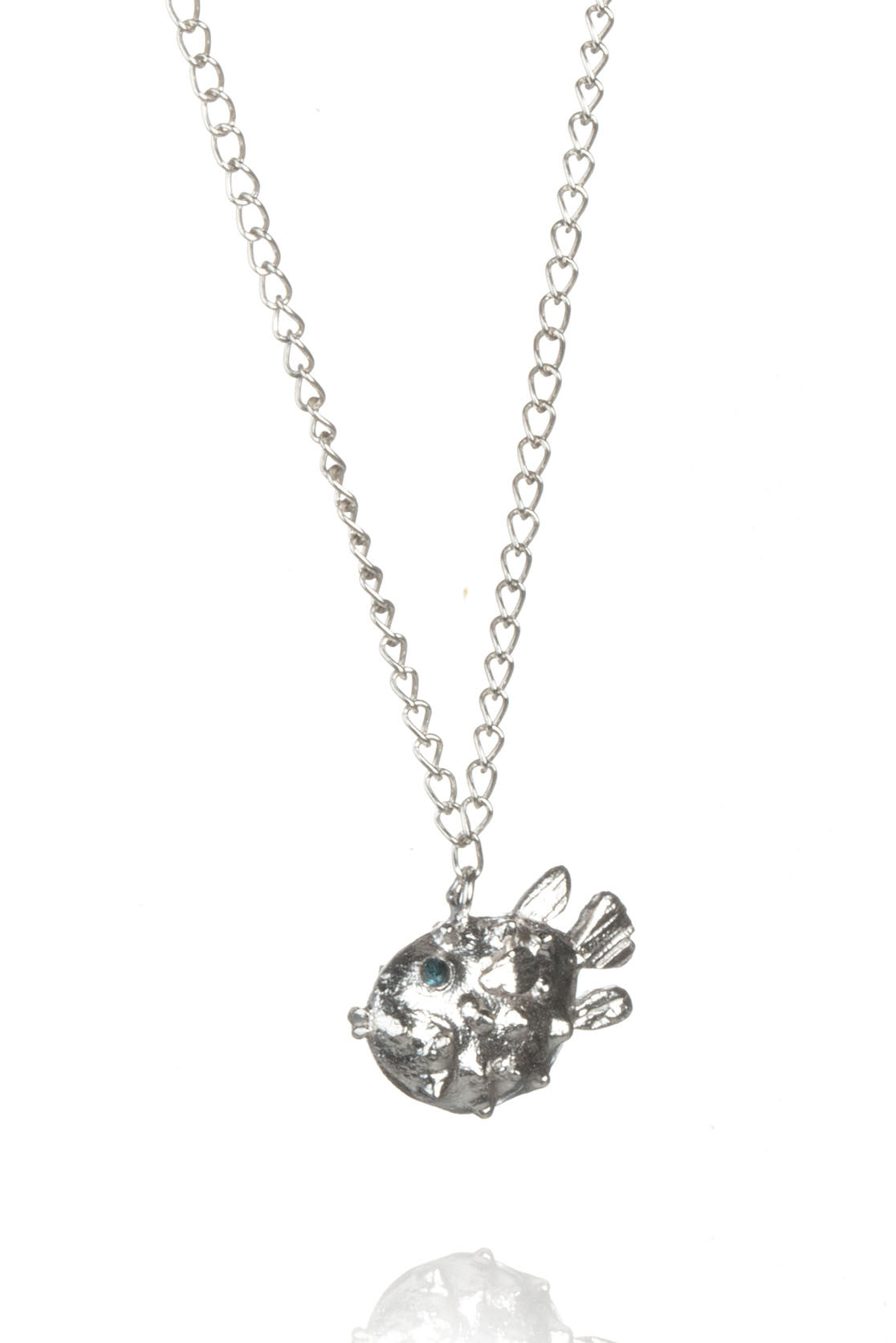 Silver Puffer Fish Necklace