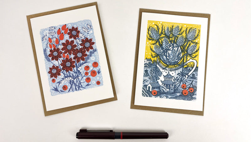 10 Frost Flowers & Sea Holly Notecards & Envelopes