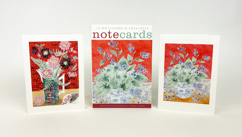 Pack Of 10 Brunnera in a Pheasant Cup & Hellebore Notecards & Envelopes