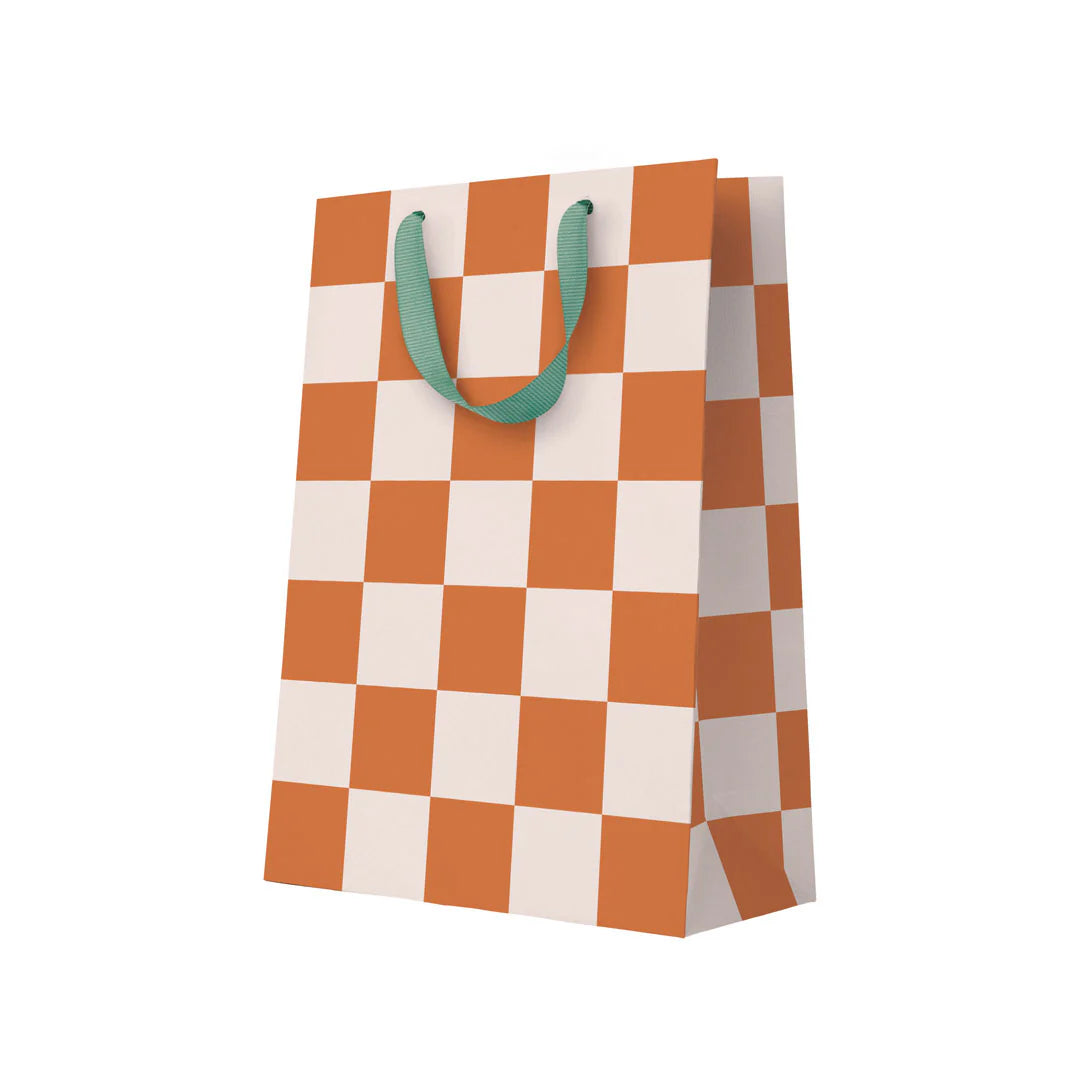 Burnt Sienna Checkerboard Large Gift Bag