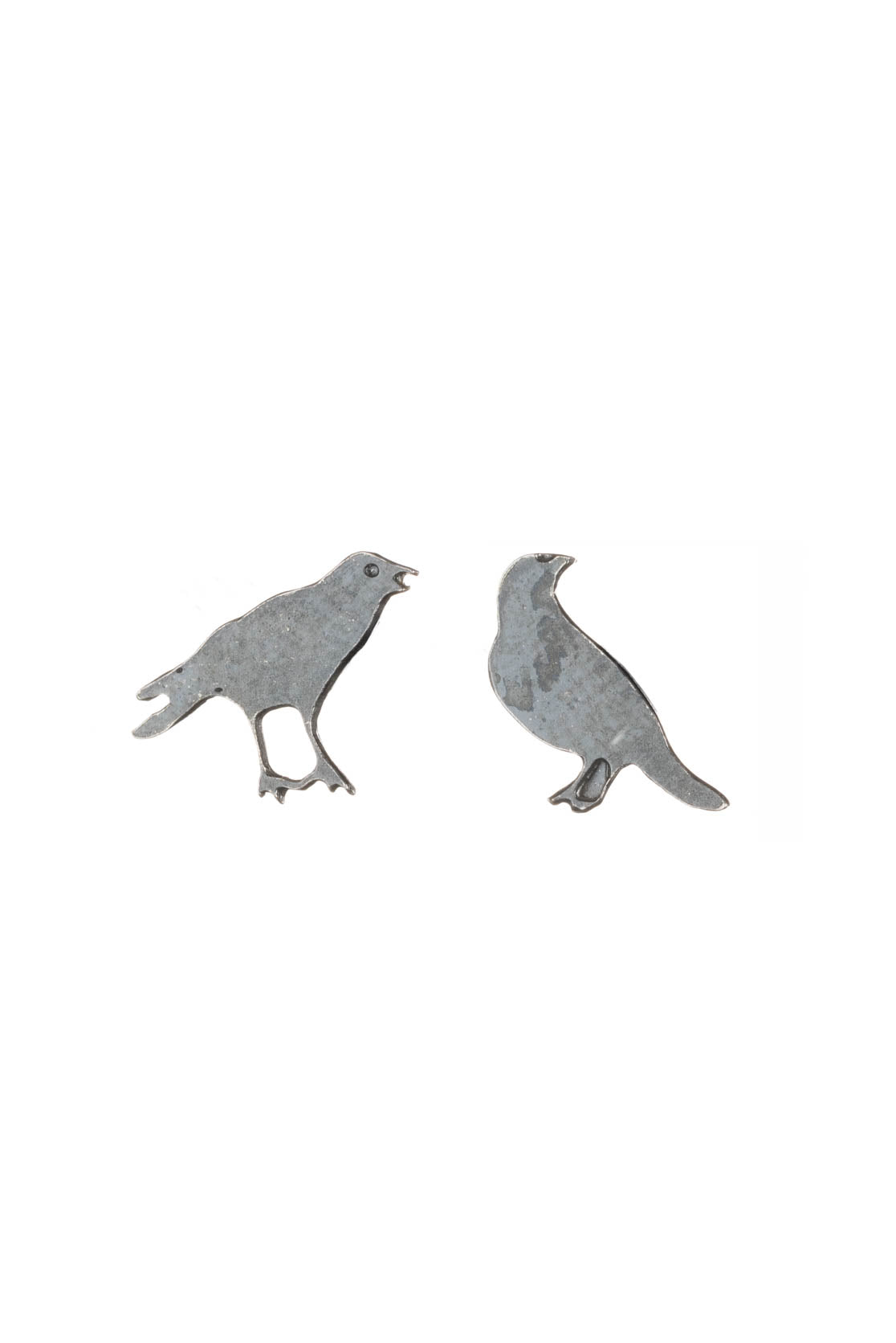 Black Oxidised Silver Ravens Stud Earrings