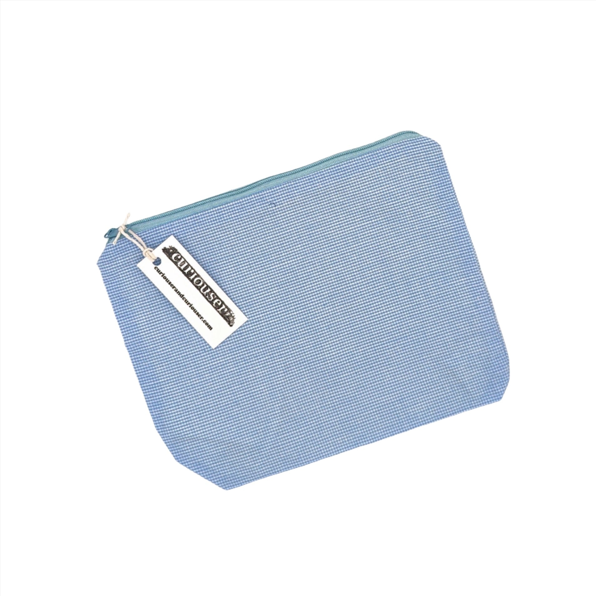 Blue Gingham Flat Pouch