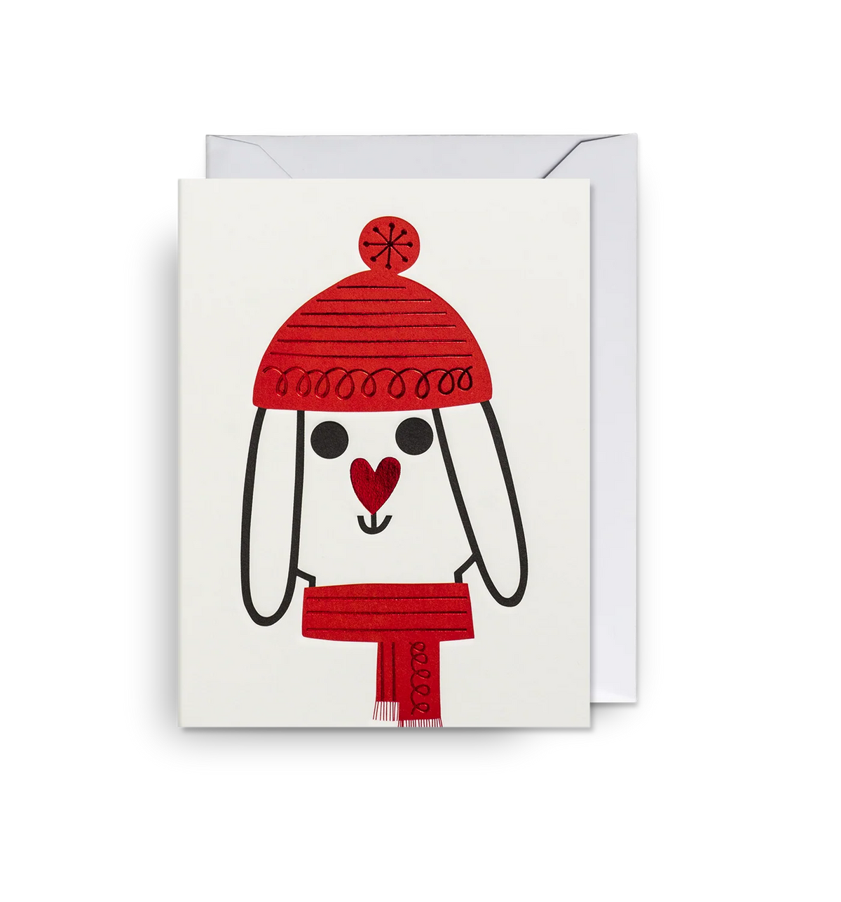 Pack Of Five Bobble Hat Dog Mini Christmas Cards