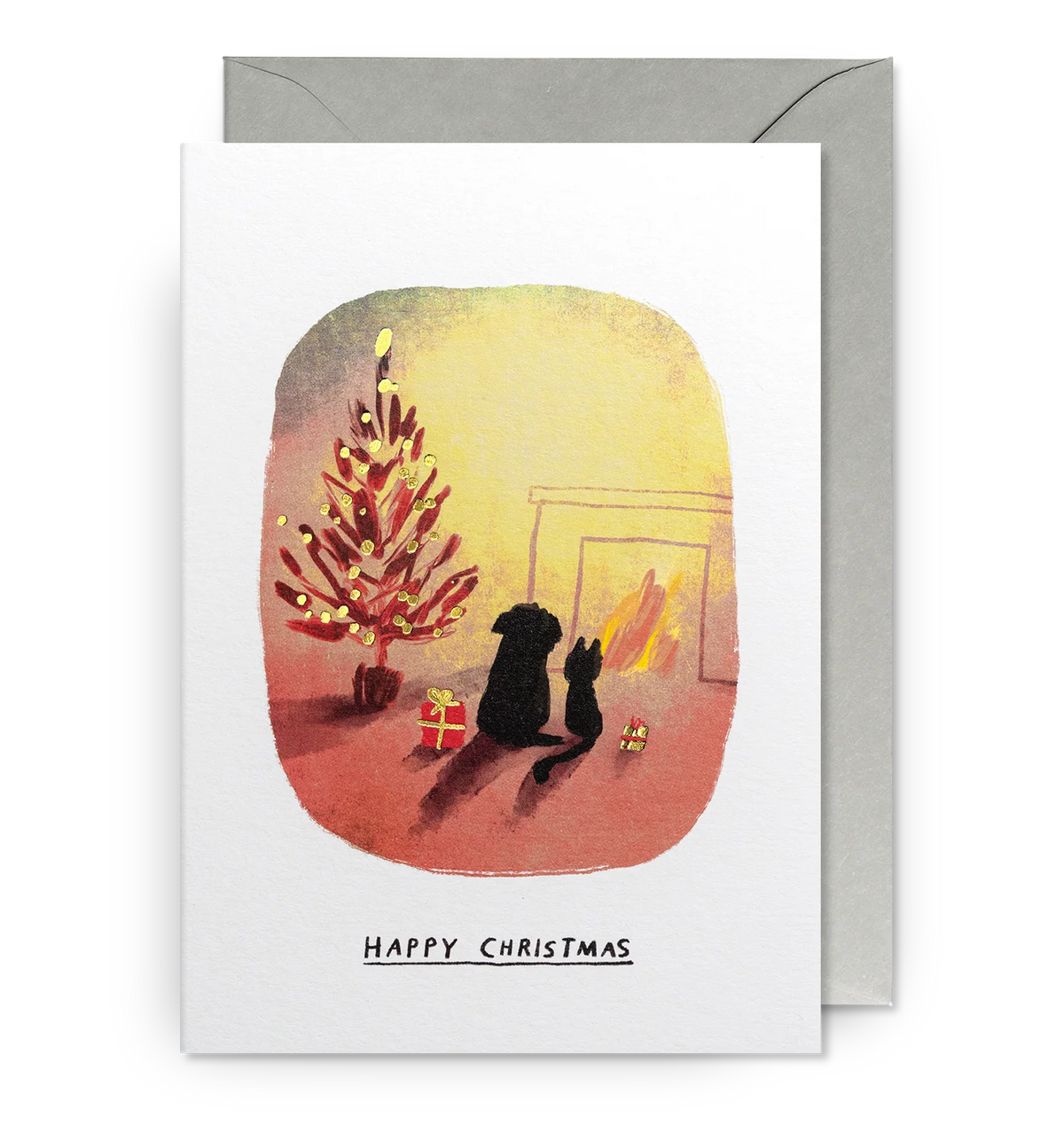 Pack Of Five Cosy Cat & Dog Christmas Cards