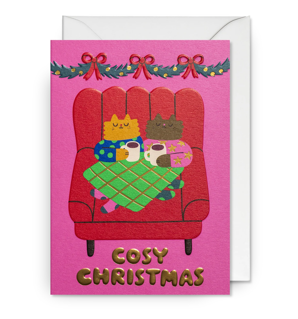 Pack Of Five Cosy Cats Christmas Cards
