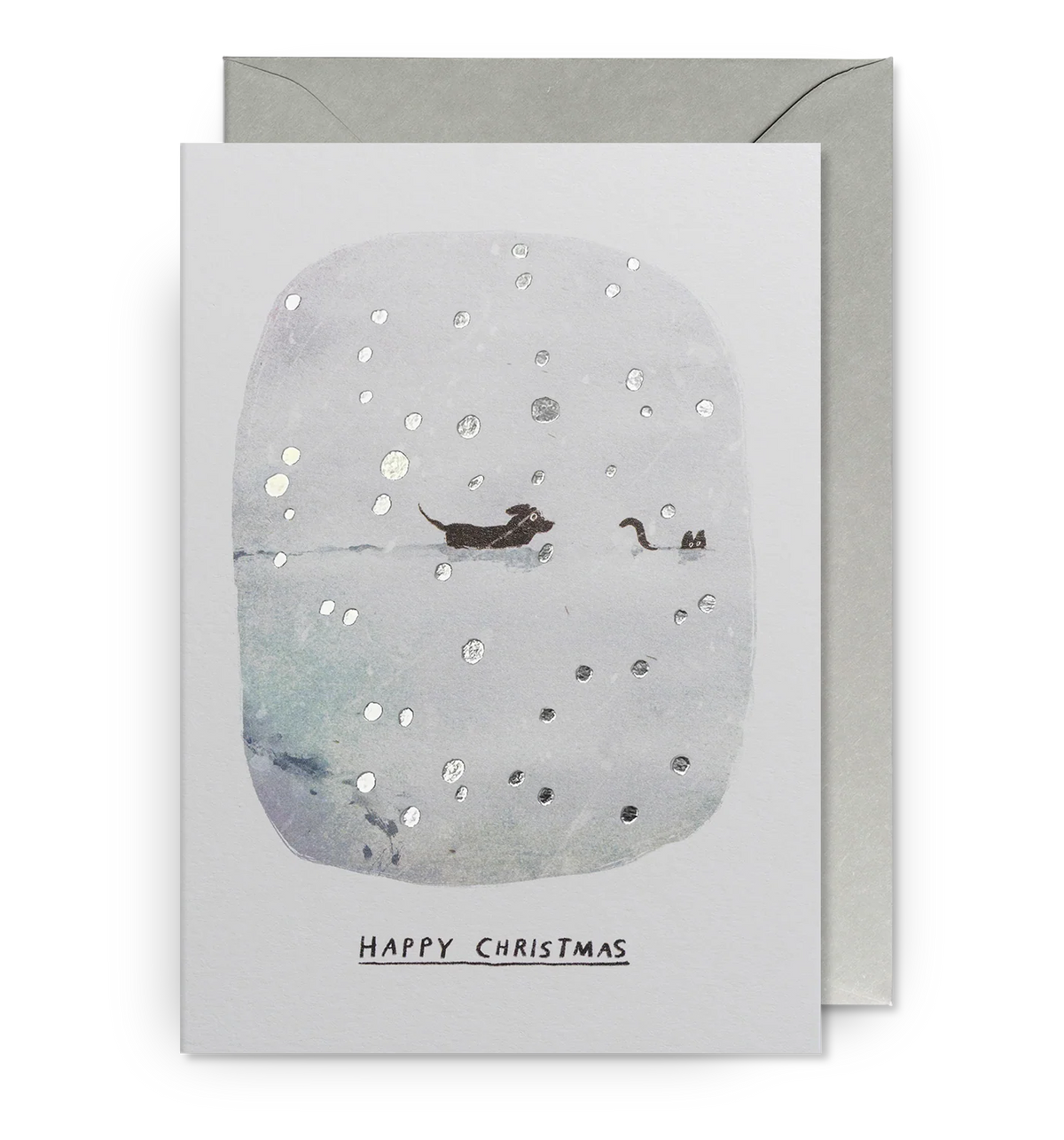 Pack Of Five Snowy Cat & Dog Christmas Cards