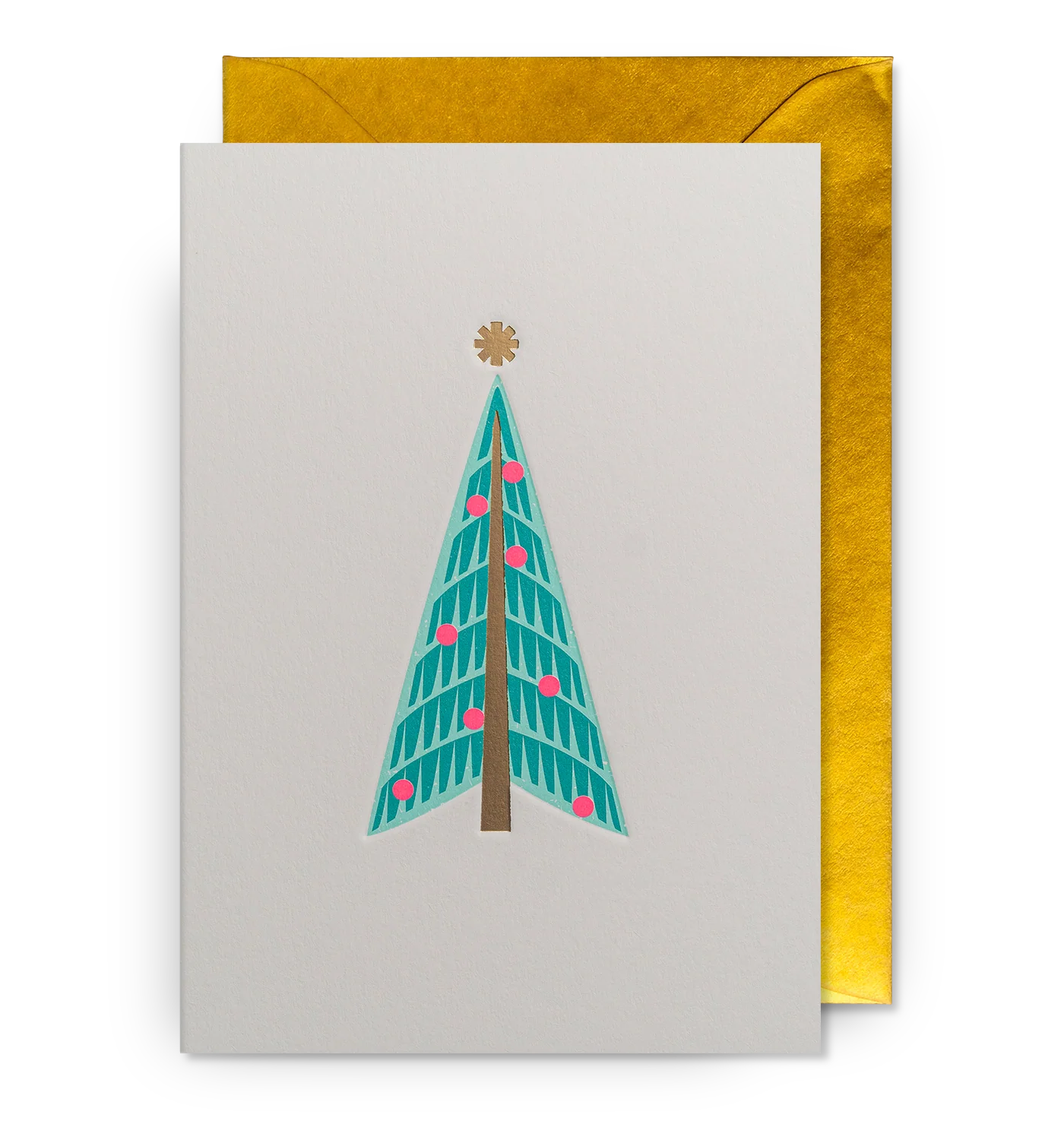 Pack Of Five Star Topped Tree Christmas Cards