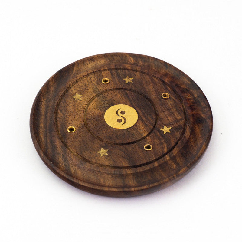 Yin & Yang Wooden Incense Burner Plate