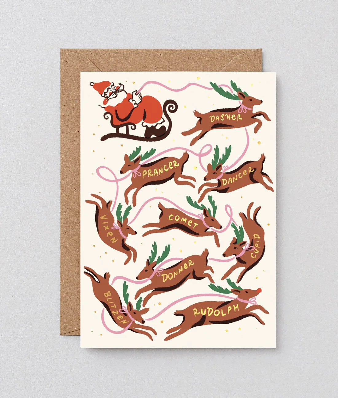 Santa & Reindeer Christmas Card
