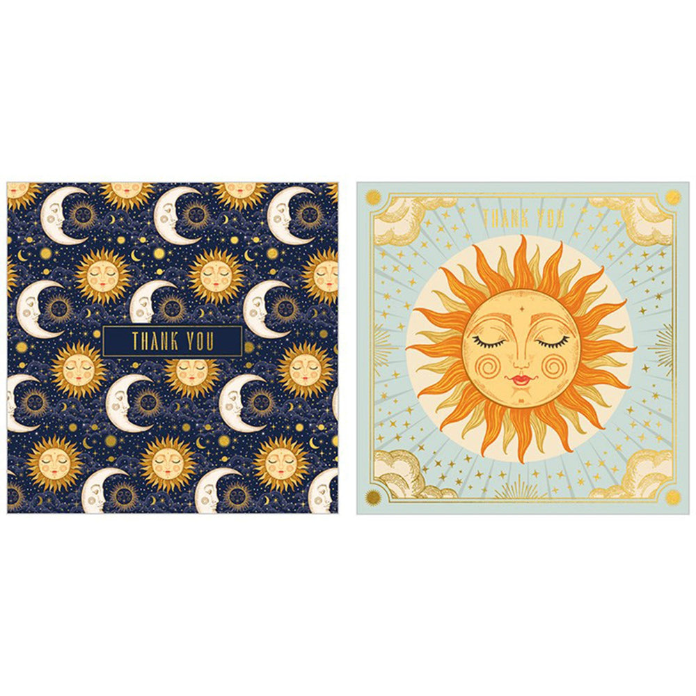 Pack Of Ten Sun & Moon Thank You Cards