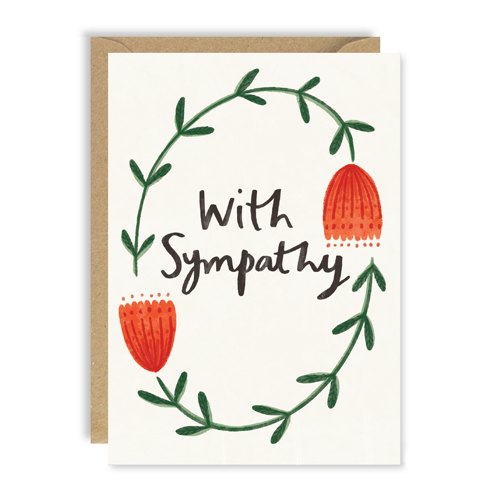Red Floral Sympathy Card