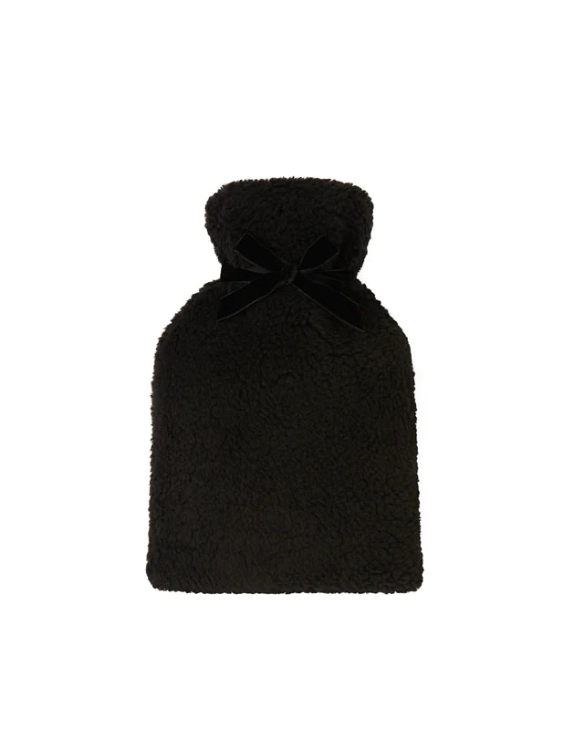 Teddy Hot Water Bottle - Black Sherpa