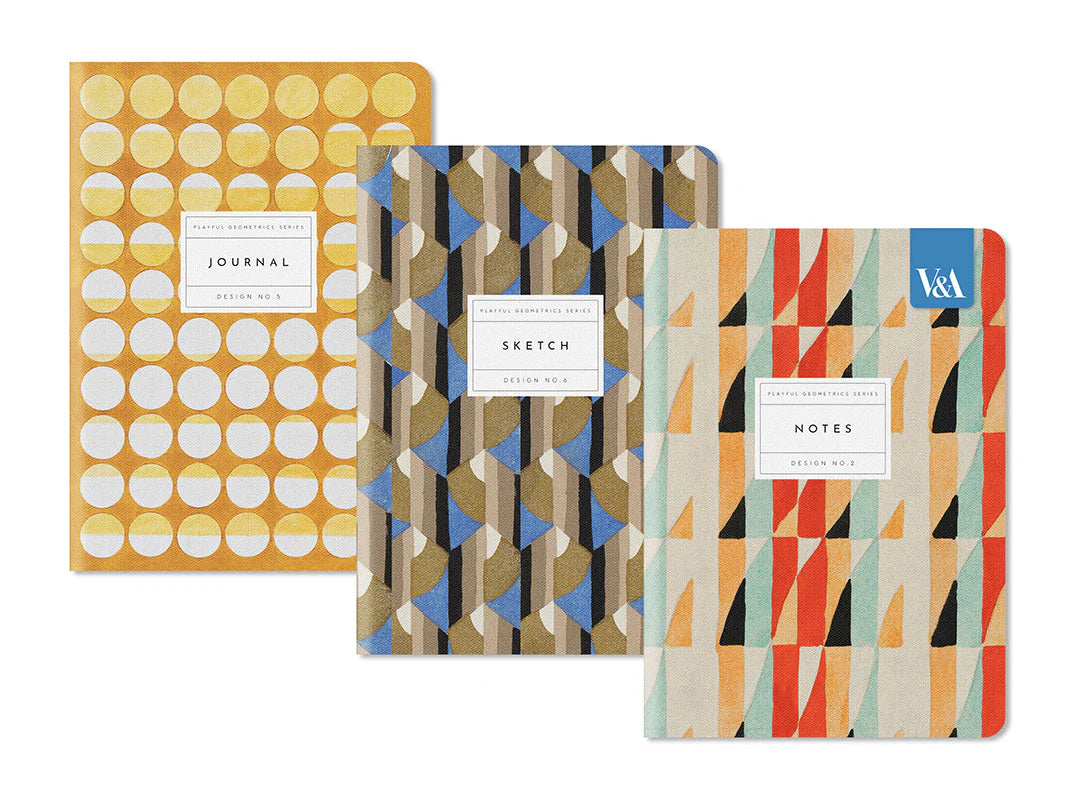 Geometric Set Of 3 Pack Stitched Notebooks