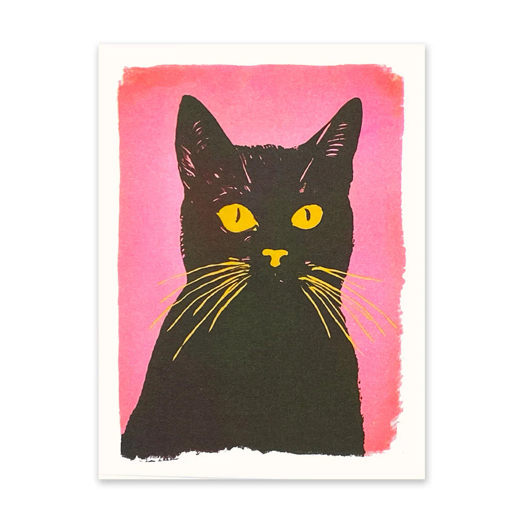 Retro Pink Cat Riso Print