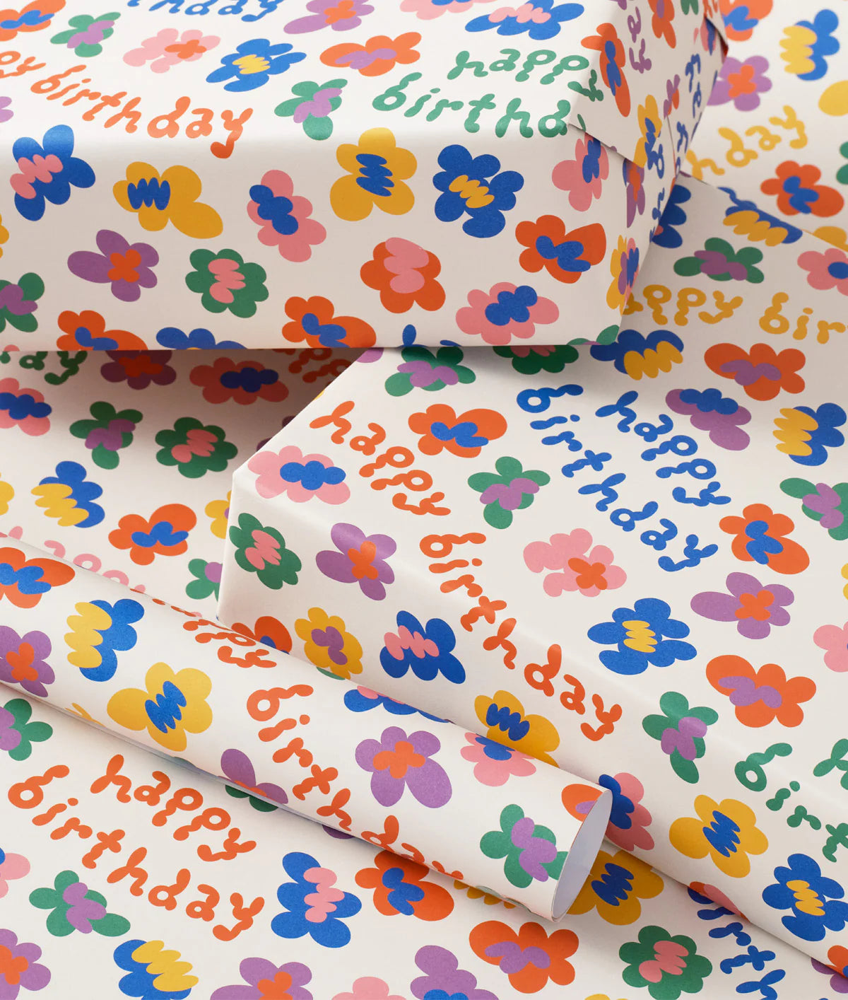 Happy Birthday Flower Burst Wrapping Paper