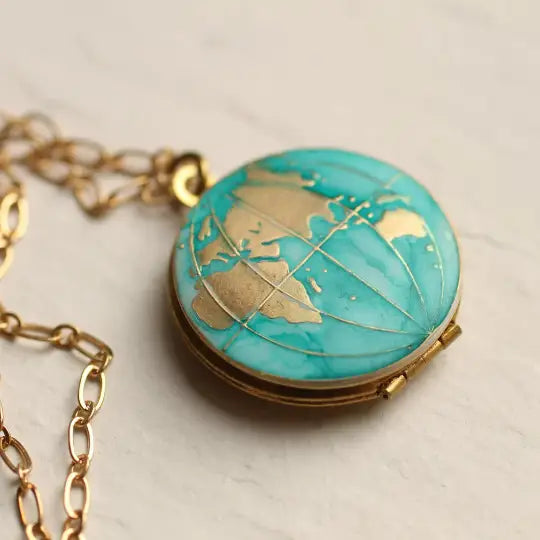 World Map Locket Necklace