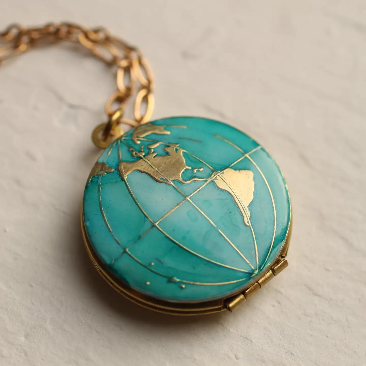 World Map Locket Necklace
